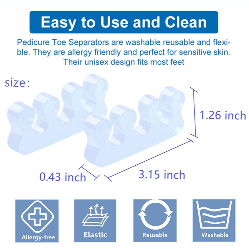 Toe Separators for Bunion Relief & Nail Polish Application - Orthopedic Gel Toenail Dividers, Pedicure Toe Spacers for Toenail Separation & Polishing