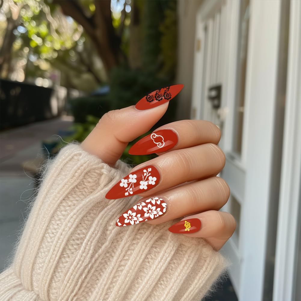 3Pcs Traditional Chinese Style Nail Stamping Plate Set Bamboo Floral Steel Nail Stamp Templates Clear Silicone Nails Stamping with Stamper Scraper for Manicure Printing