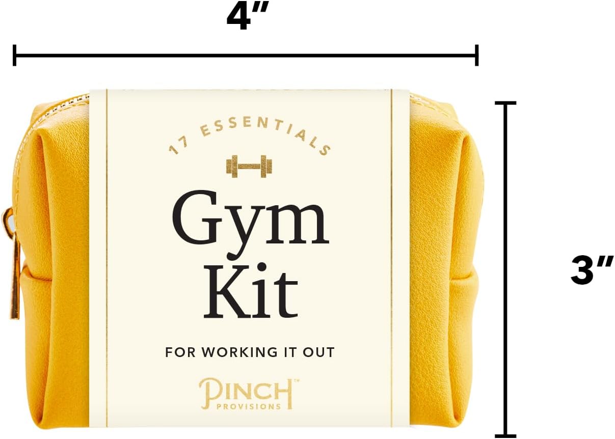 Pinch Provisions Gym Kit, includes 15 Personal Care Essentials for Wellness & Beauty, Perfect for Gifts, Gym Bags, Duffle Bags & Lockers (Mustard)