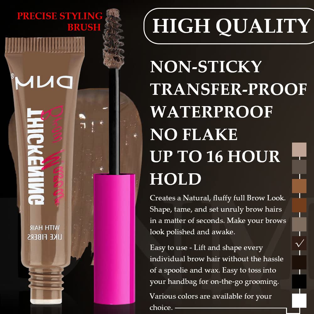 Kaely 2Pcs Thickening Brow Mascara,Tinted Eyebrow Gel Waterproof,Eyebrow Color Makeup,Brow Fast Sculpt,Vegan,Cruelty Free,maquillaje gel para cejas a prueba de agua,06 Brunette