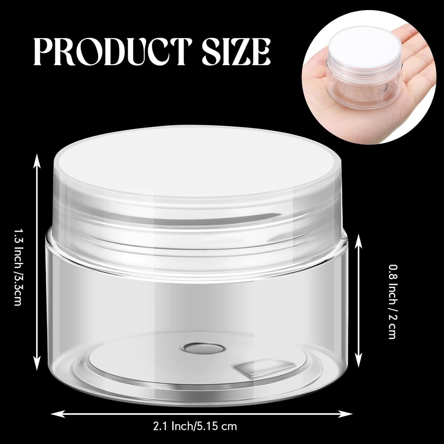SATINIOR 100 Pcs Plastic Jars with Lids Small Containers Lids Wide Mouth Small Plastic Containers for Lotion Cream Rhinestones Body Butters Travel Storage(1 oz,Clear)