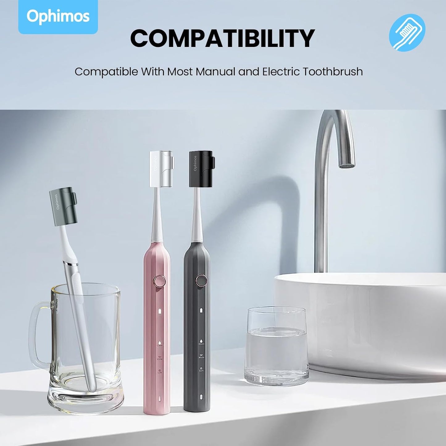 Aluminum Alloy Toothbrush Head Cover/Cap/Protector Case,Travel Toothbrush Covers Long-lasting Toothbrush Head Caps for Most Electric/Manual Brushes, 2 Count