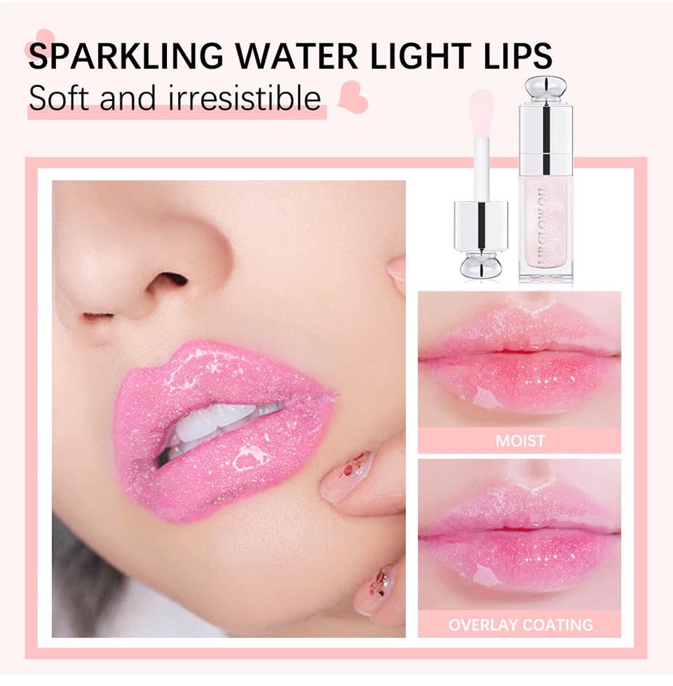 Hydrating Lip Glow Oil-Lip care oil- Lip Oil Tinted for Lip Care and Dry Lips-Prevents Dry Cracked-Non-sticky Big Brush Head-Lip Plumping -Lip Oil gloss tinted-002