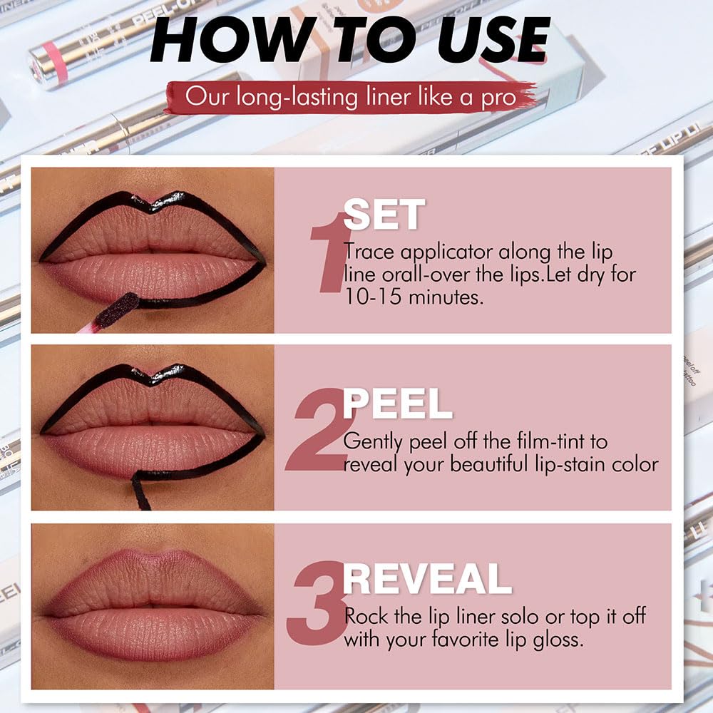 Matte Lip Gloss Stain-Peel Off Lip Liner Tattoo, Brownish Red Lip Tint，Long Lasting Peel Off Lip Stain, Waterproof Transfer-proof Lip Mask Lip Liner Peel Off Lip Gloss,Stayn Lip Makeup. #03