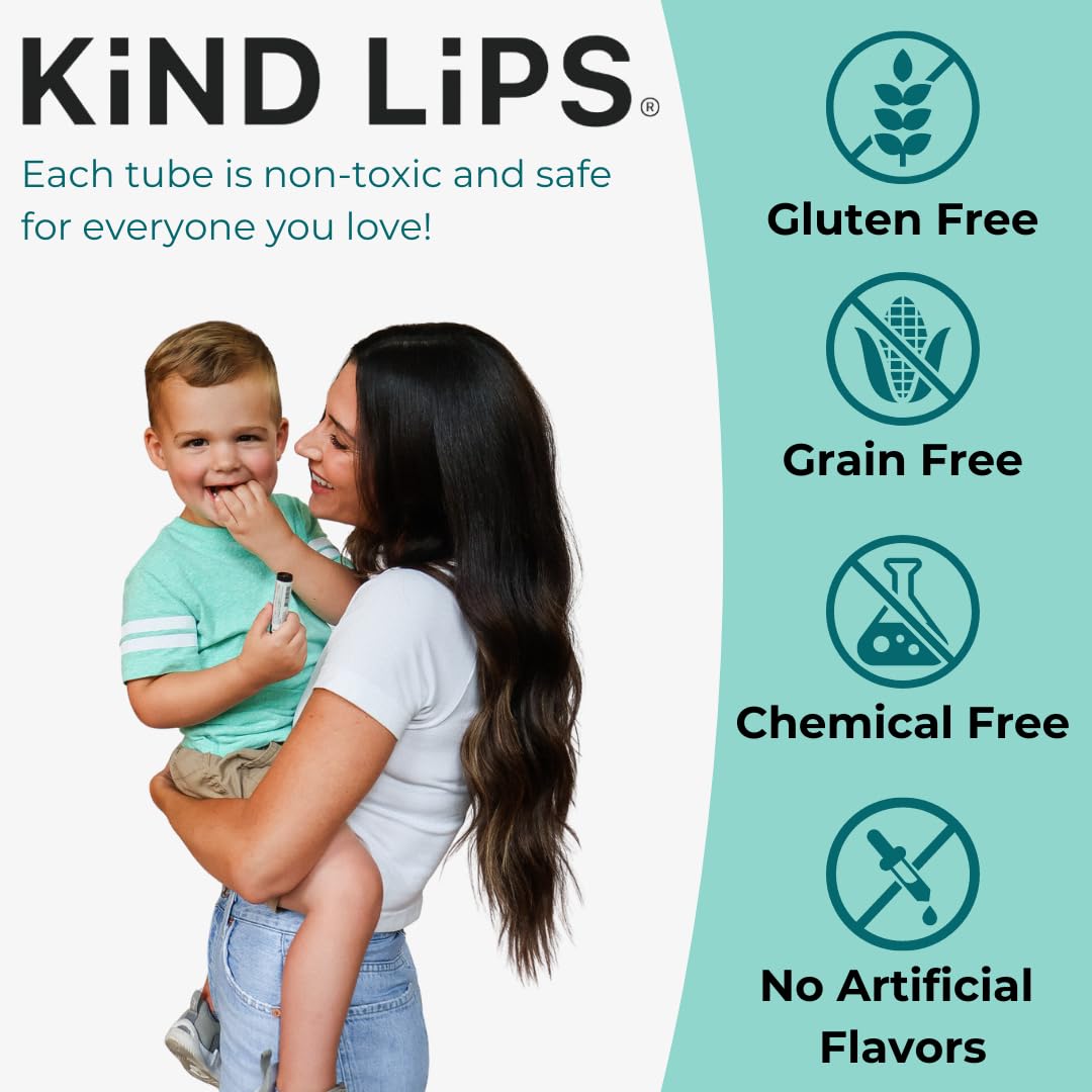 Kind Lips Strawberry Lip Balm 5-Pack - USDA Organic, Natural Lip Moisturizer for Dry Lips | Gluten-Free, Cruelty-Free