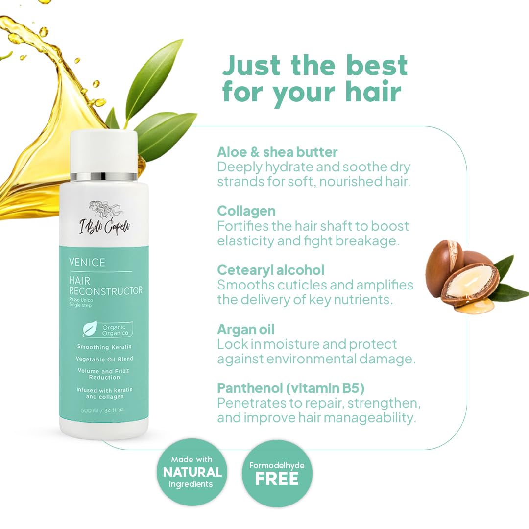 Venice Smoothing Keratin Kit, Keratin Hair Treatment Straightening Set- Keratina Para Alisar El Pelo Sin Formol - Paso Unico & Hair Mask for Silky Soft Hair (500g)- (Pack of 2)