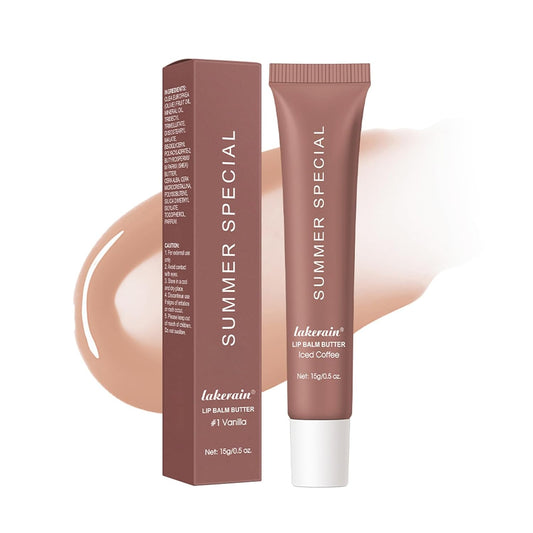 Summer Lip Butter Balm,Moisturizing Hydrating Lip Gloss Balm Set,Long-lasting Non-Sticky Nourishing Lip Care with Natural Ingredients for Soothing Softening Lips(#3-Iced Coffee)