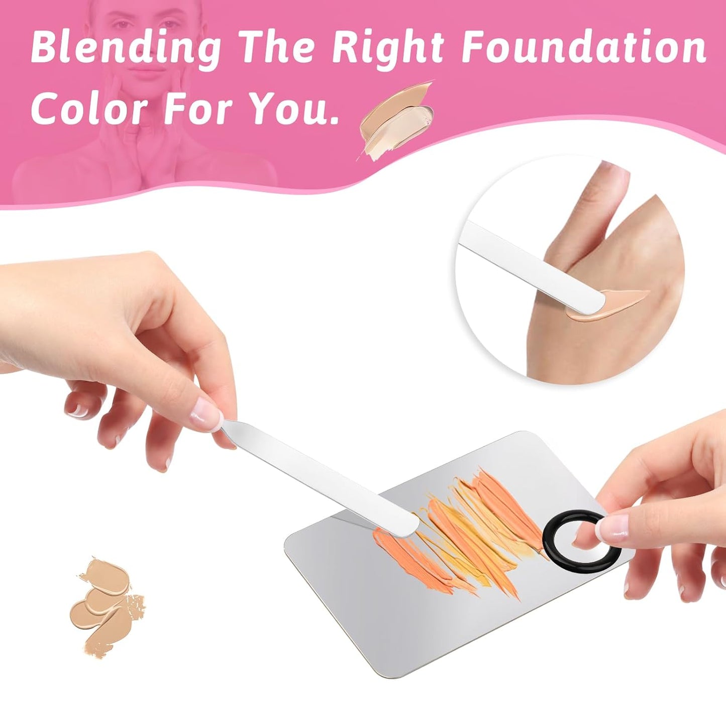 Makeup Mixing Palette, 5 Piece Set Makeup Palette Tray, Foundation Mixing Palette with Stir Stick, Spatula for Foundation Eye Shadow Lipsticks