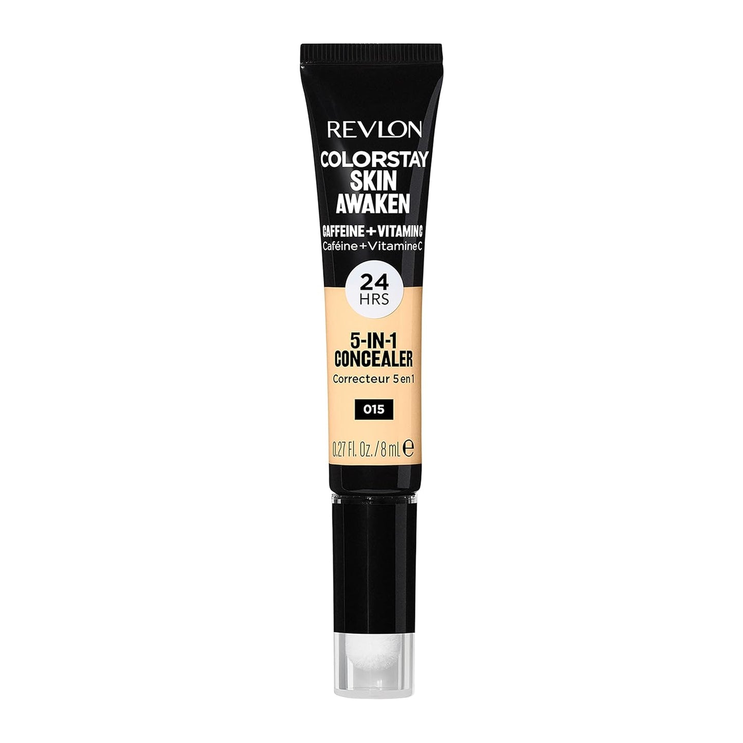 Revlon ColorStay Skin Awaken 5-in-1 Concealer, Lightweight, Creamy Longlasting Face Makeup with Caffeine & Vitamin C, For Imperfections, Dark Circles & Redness, 015 Light, 0.27 fl oz