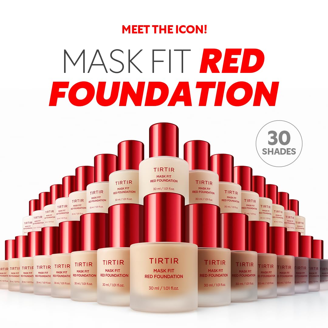 TIRTIR Mask Fit Red FoundationㅣLong Lasting Flawless Coverage, Energy Essence, Lightweight, Hydrating, Pore-Blurring, Breathable Satin Finish, Makeup, Radiant Skin, #25N Mocha, 1.01 Fl Oz