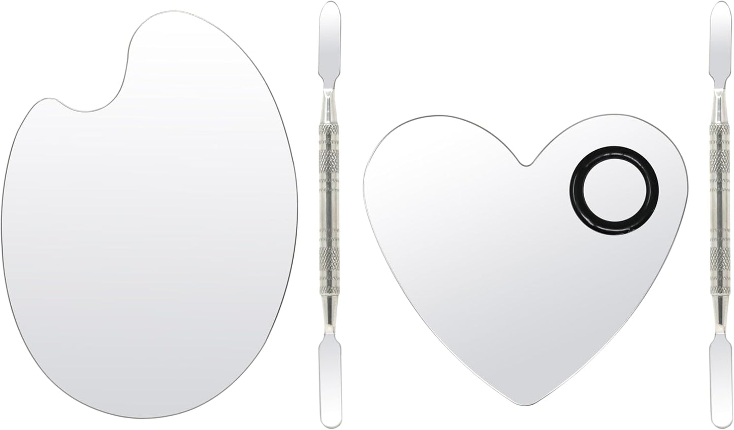 yueton 2SET Stainless Steel Color Palette Makeup Mixing Palette Nail Tools Palette Metal Foundation Makeup Palette for Beauty Color Matching Tools