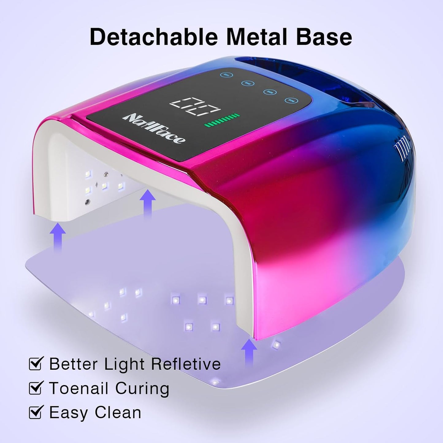 96W Rechargeable UV LED Nail Lamp UV Light for Gel Nails Cordless Gel Nail Lamp Nail Dryer with 42 Beads Smart Sensor & Metal Base