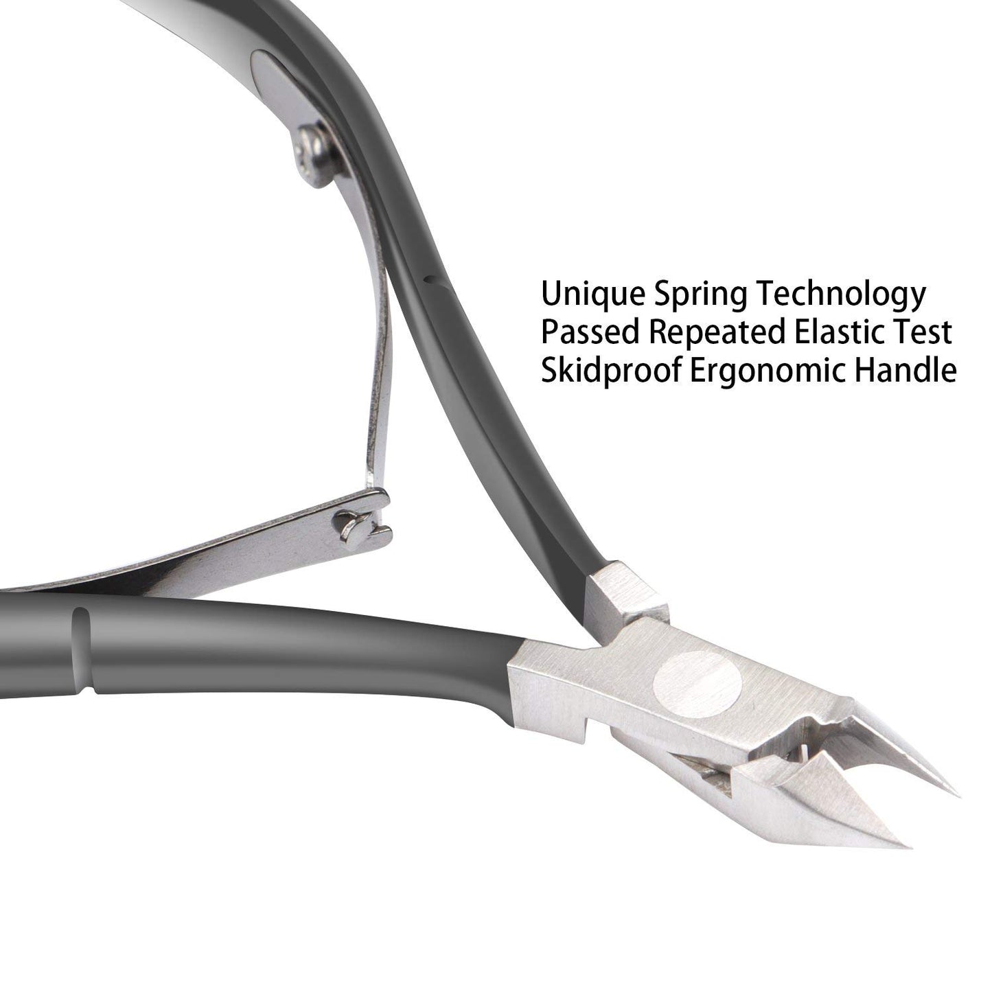 Ejiubas Cuticle Trimmer with Cuticle Pusher Cuticle Nipper Professional Grade Stainless Steel Cuticle Remover Cutter Clipper Durable Pedicure Manicure Tools (Grey)