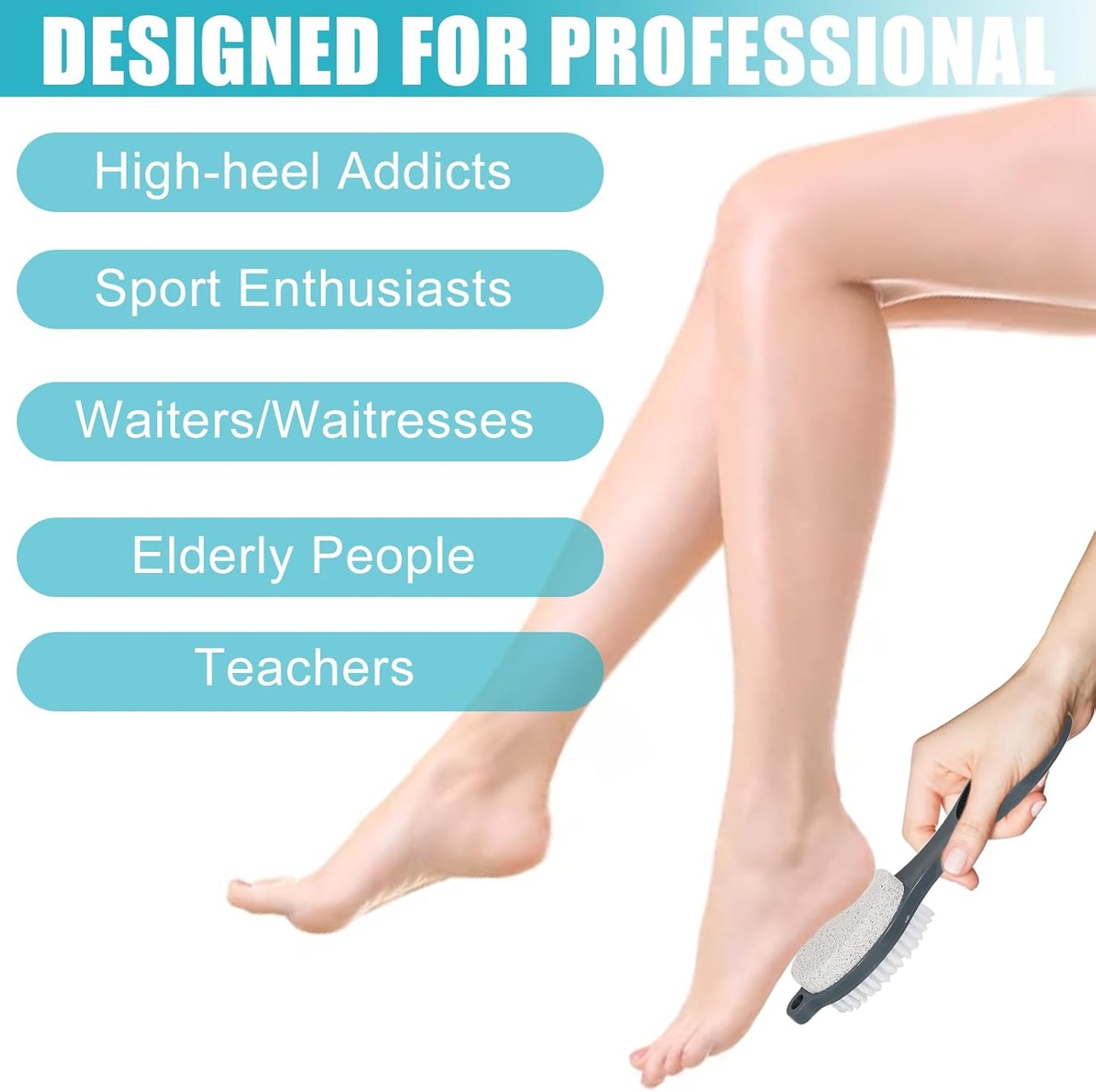 Foot File Callus Remover-3 Pcs 4 in 1 Foot Scrubber Dead Skin Remover for Feet,Pumice Stone, Foot Rasp and Sand Paper for Home Foot Care,Foot Brush for Shower (Grey Pedicure Foot File)