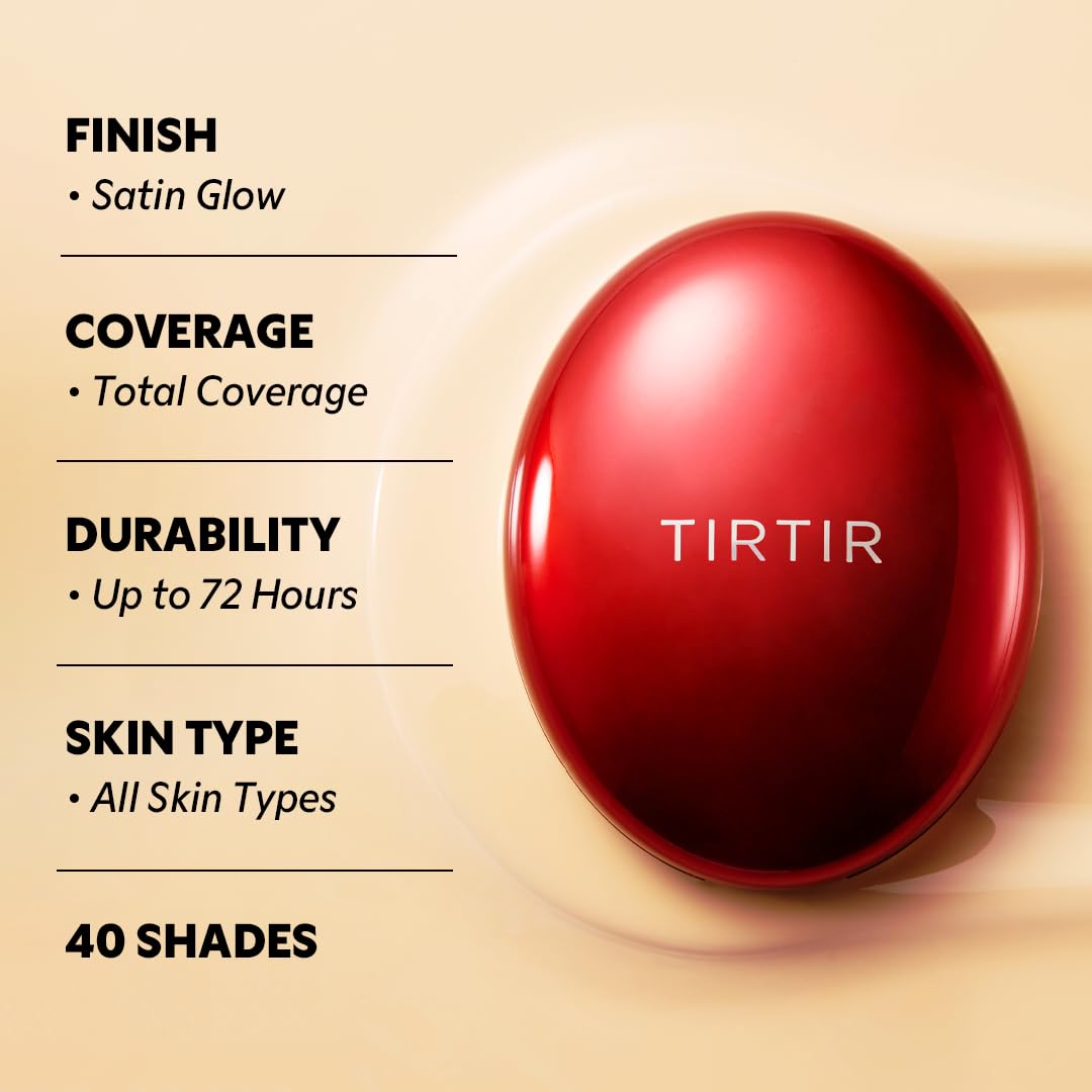 [*Mini Size*] TIRTIR Mask Fit Red Cushion Foundation | Full coverage, Weightless, Skin fit, Satin Glow Finish, Korean Makeup BB Foundation, beauty, Tattoo cover up, Buildable (#33C Hazel, 0.15 Fl Oz)