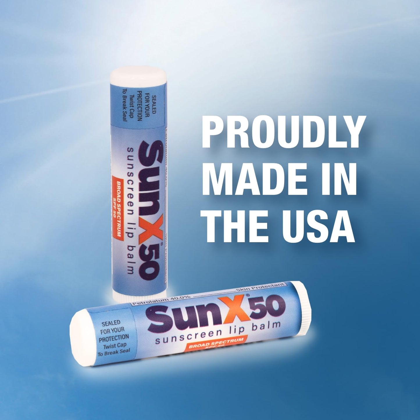 CoreTex Sun X 50 Lip Balm SPF 50 - Pack of 24 Broad Spectrum Sunscreen Lip Balms (Protects Against UVA/UVB Rays) - Water Resistant Up to 80 Minutes and Free of Parabens & Oxybenzone