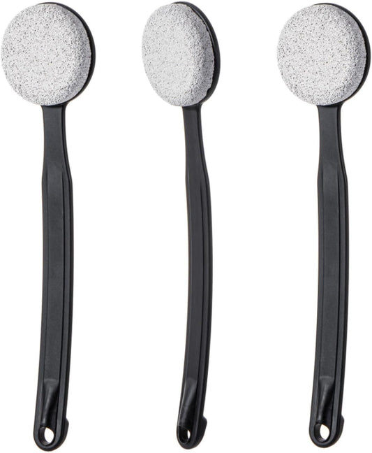 Pumice Stone for Feet with Long Handle 13.7", Hard Skin Callus Remover, Scrubber and Exfoliator for Dead Dry Skin, Softer & Smoother Feet, Pedicure Tool (Curved) Black