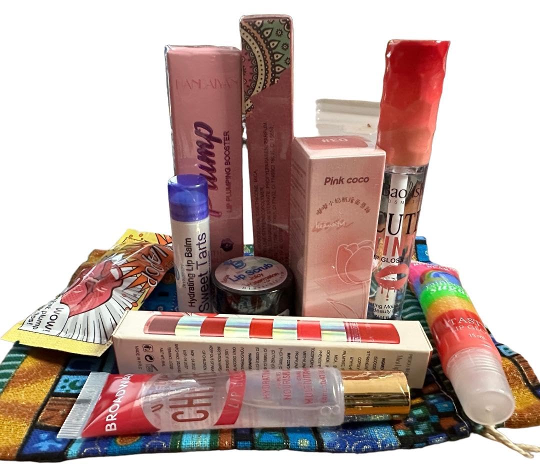 Lip Prodiuct Gift Sack With An Unique Assortment of Lip Products, 10 Total and Maybe Some Extras, By Diva Stuff