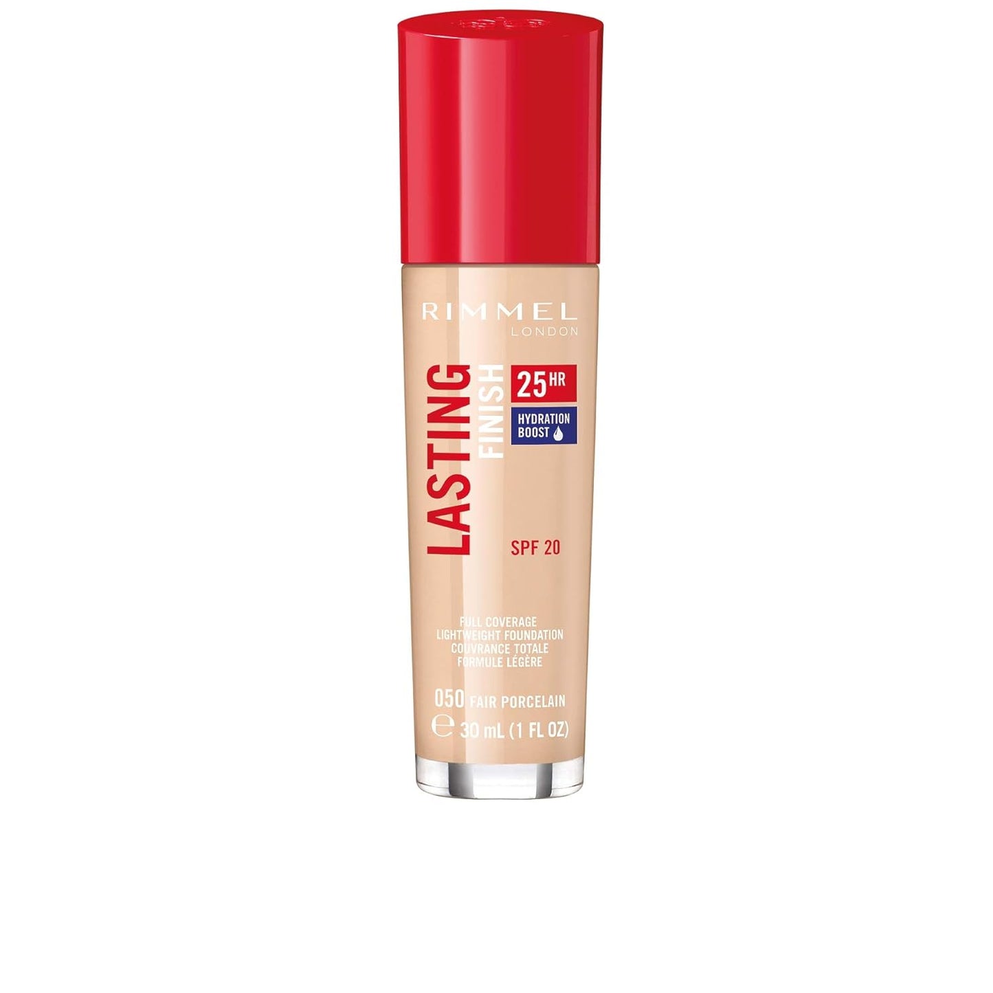 Rimmel London Lasting Finish 25HR - 50 Fair Porcelain - Foundation, 25-Hour Wear, Full Coverage, Waterproof, 1oz
