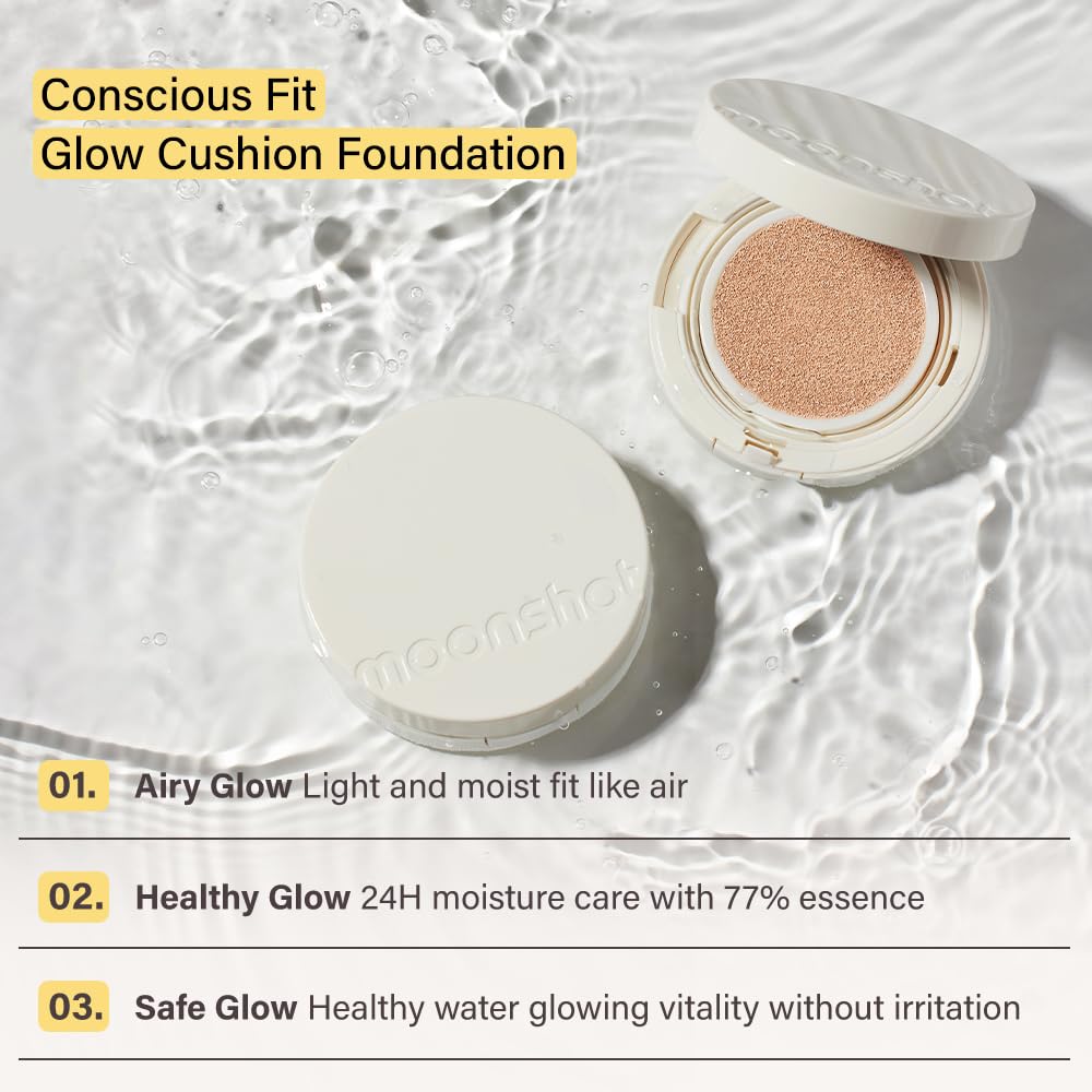 MOONSHOT KOREA Matte Fit Cushion Foundation Full Coverage Matte Finish, Breathable Makeup for Face, Long Lasting, Lightweight K-BEAUTY (23N Cosmic Beige, Matte Fit Cushion)