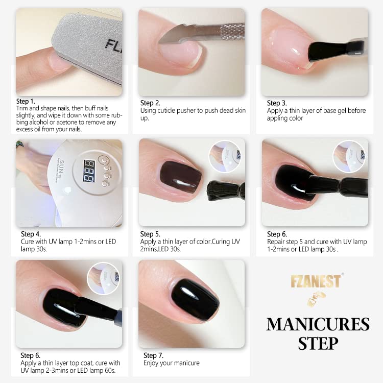 FZANEST Black Gel Nail Polish,15ml Fall Winter Gel Polish Nail Colors Soak Off UV LED Nail Art Starter Manicure Salon DIY at Home, 0.51 OZ