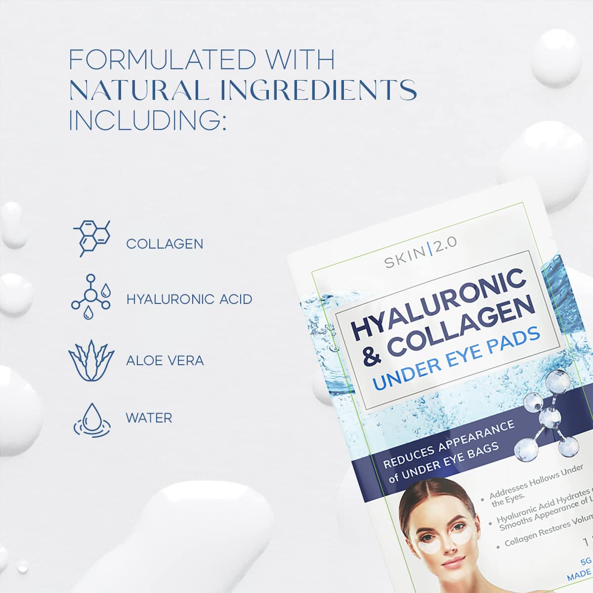 Anti-Aging Eye Pads - Hydrating, Firming, Reducing Under Eye Bags & Wrinkles, 5 Pairs