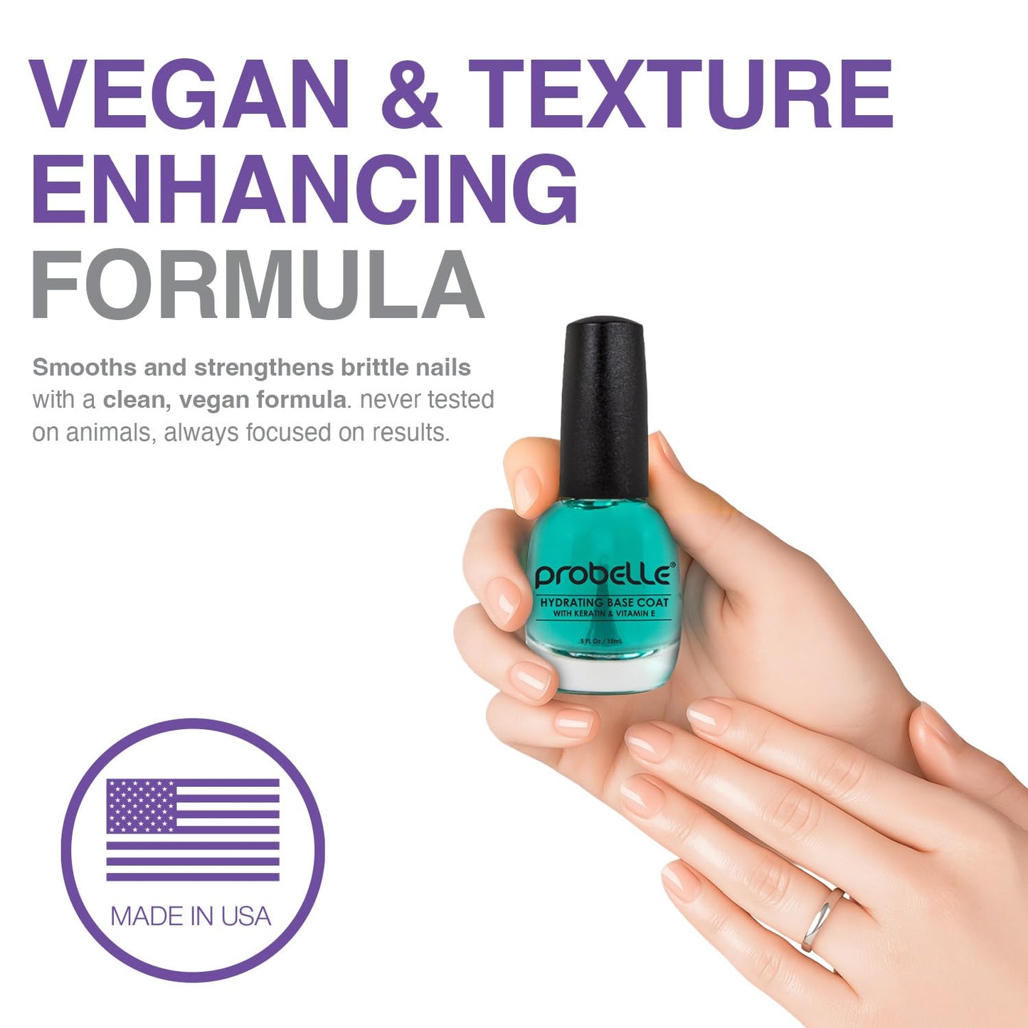 Probelle Hydrating Base Coat for Dry and Brittle Nails, Instant Moisturizer, Nourishes and Soothes Nails with a Healthy Glow, Extends Polish Life, Ideal for Dehydrated, Rough, Breaking Nails