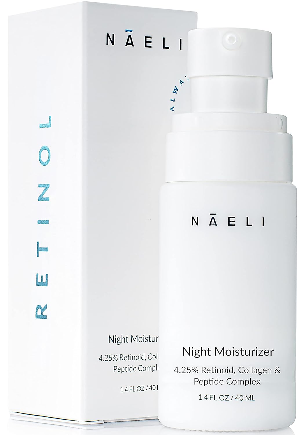 Retinoid Cream - 4.25% Retinol Night Moisturizer for Face & Neck with Collagen, Peptides & Hyaluronic Acid - Anti Aging Wrinkle Cream, Improves Skin Tone & Texture, 1.4 oz
