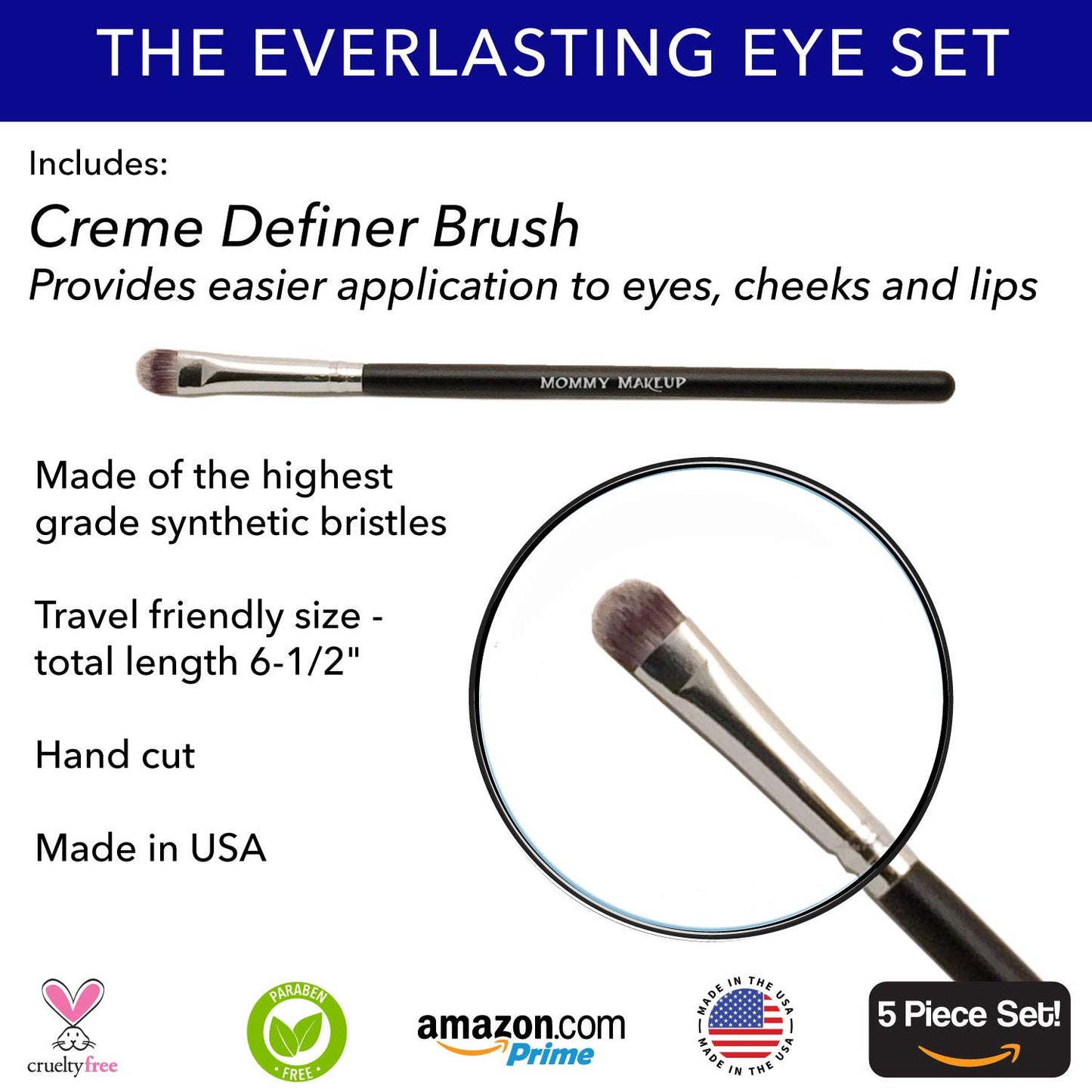 The Everlasting Eye 5 Piece Waterproof Makeup Set. Gel Eyeliner, Creme Eyeshadow, 2 brushes and Mesh Bag. Paraben-free, Talc-free, Cruelty-free. Golden Caramel/Chocolate Kiss 1502