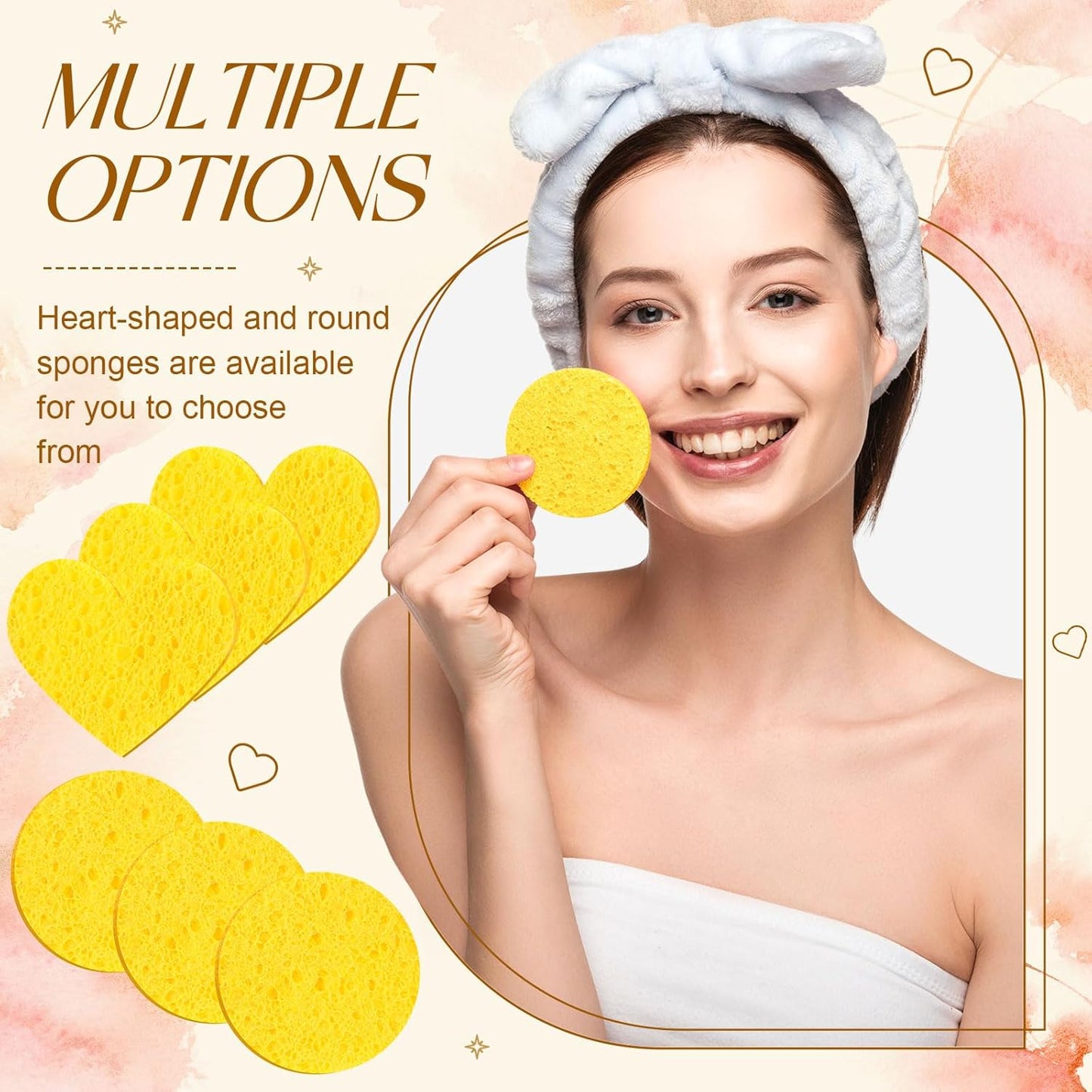 Loopeer 96 Pcs Compressed Facial Sponges with Container Disposable Face Sponge Pads for Washing Face Cleansing Exfoliating Esthetician Makeup Removal(Yellow)