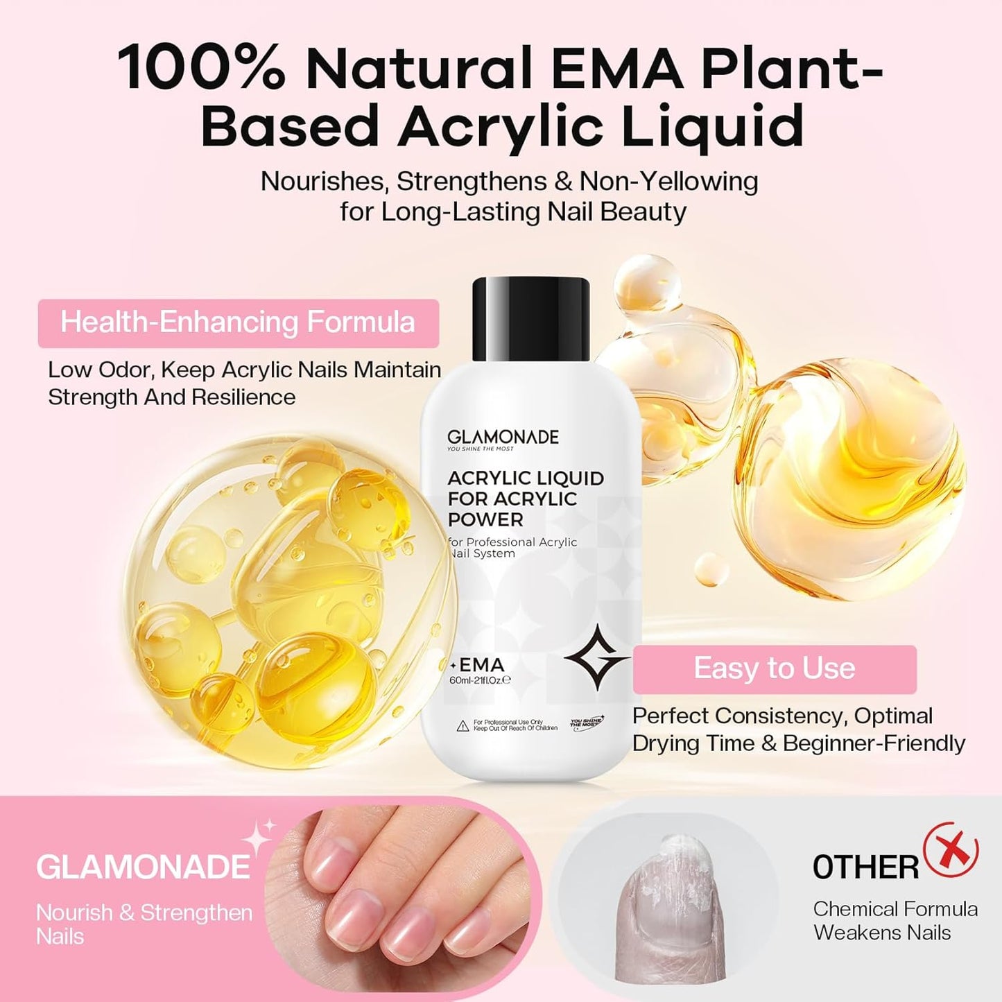 Acrylic Nail Kit for Beginners: Clear Pink Acrylic Powder Set Professional Nails Kit Acrylic Set with UV Light and Glitter Powder for Home DIY