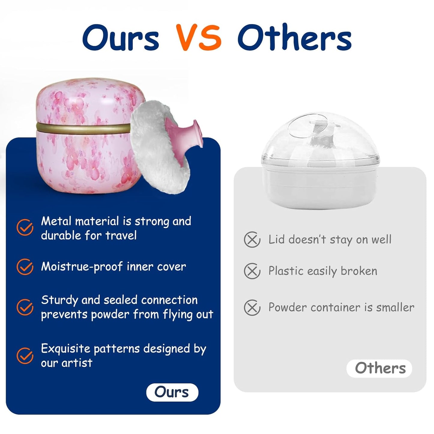 Body Powder Puff and Container for Dusting Powder, Women Powder Puff and Powder Case for Bath and Travel (Sakura)