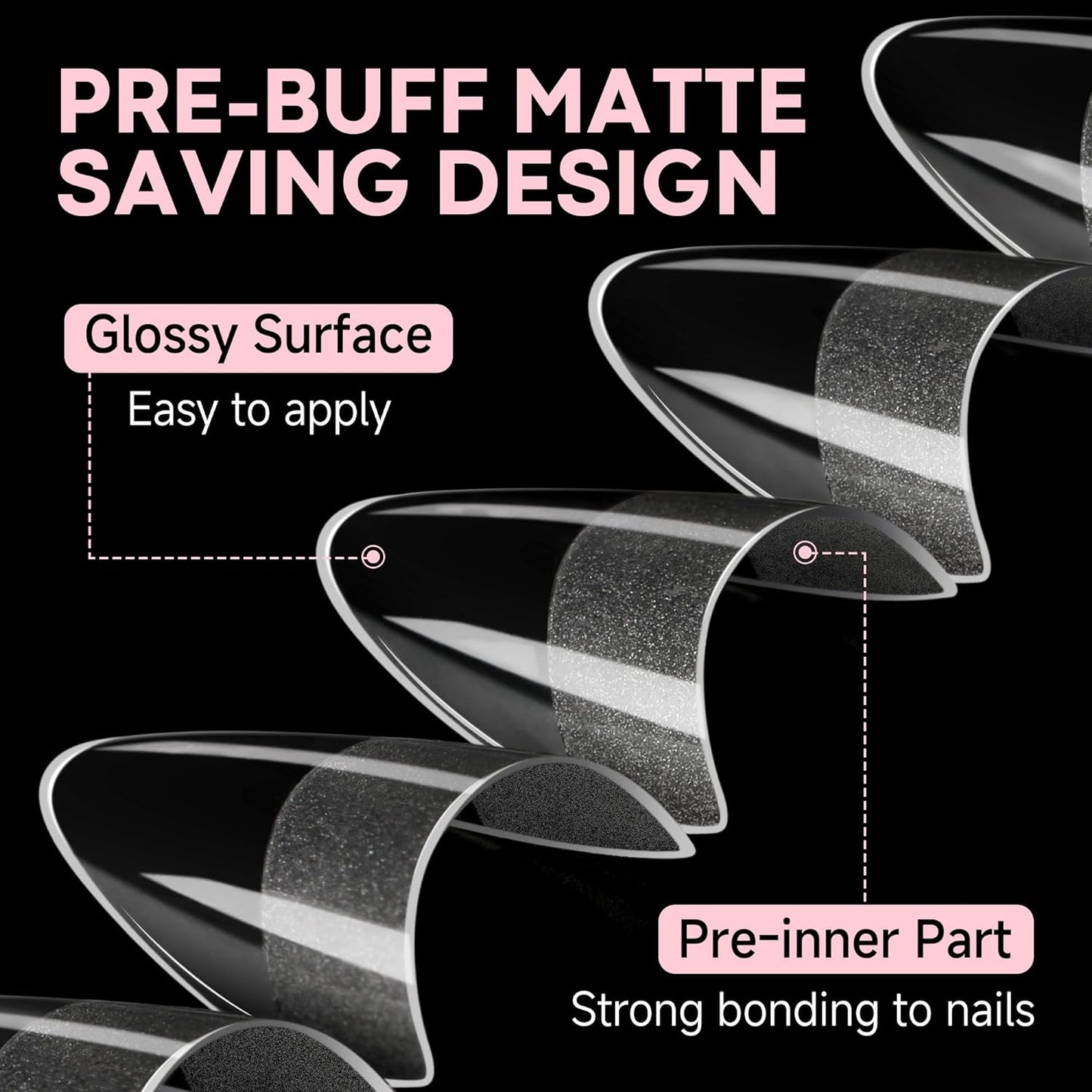 UNA GELLA Almond Shape Nail Tips Short: 504pcs Half Cover Almond Gel Nails Tips Matte Clear Fake Nails Self-handle for Nail Extension DIY Nail Salon for Her, 12Sizes