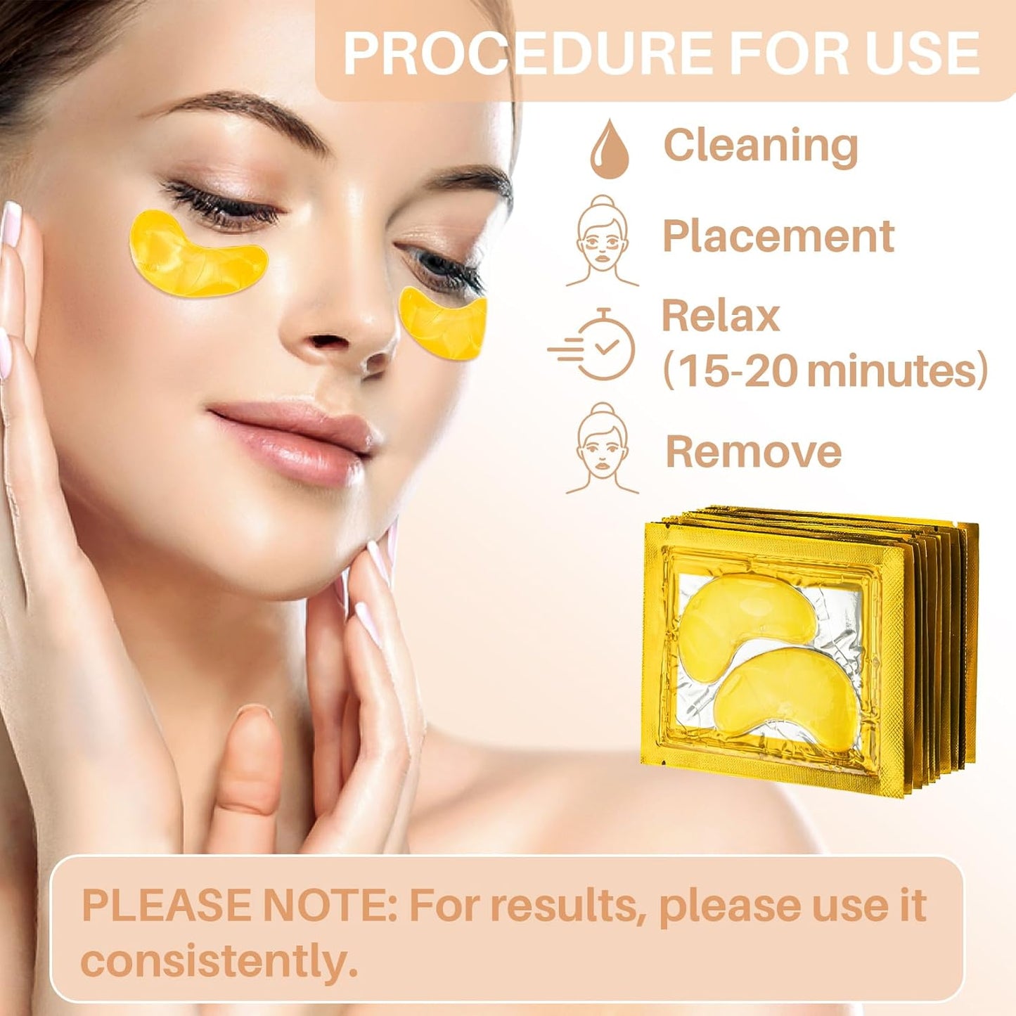 Gold Under Eye Patches - 30 Pairs Golden Glow Under Eye Patches for Dark Circles,Gold Moisturizing Eye Skin Mask for Women,Eye Dark Circles Masks for Bags and Wrinkles