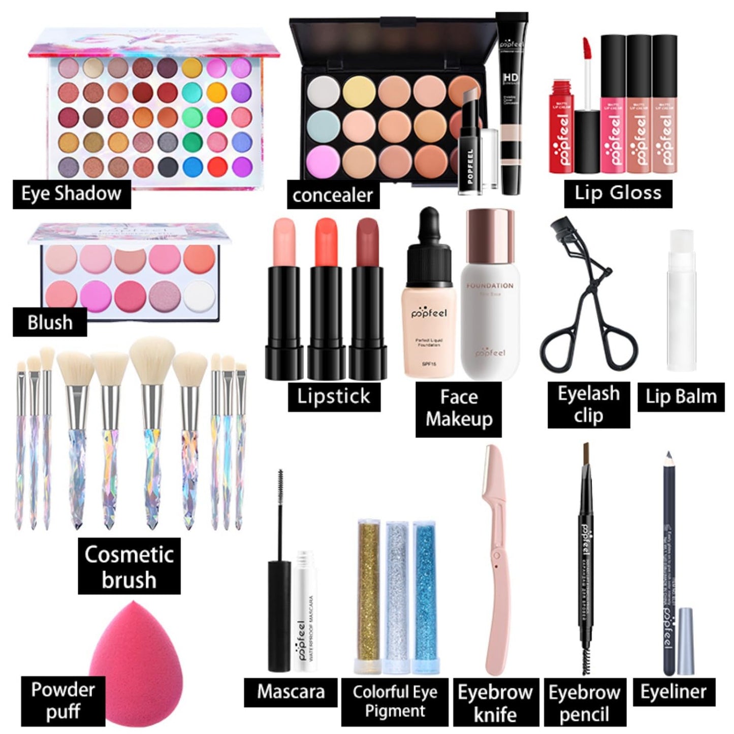 MAEPEOR All In One Makeup Kit 34PCS Makeup Kit for Women Full Kit Multi-Purpose Makeup Set for Beginners or Pros (KIT014)