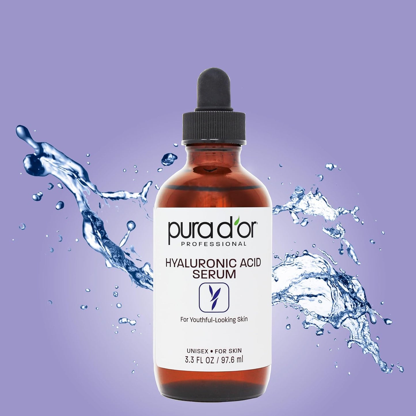 PURA D'OR Hyaluronic Acid Serum For Deep Hydration (3.3oz x2 = 6.6oz) Anti-Aging, Plumping & Moisturizing Formula For Smooth, Supple Skin - Natural Skincare Boost - Fine Lines & Wrinkle Reducer