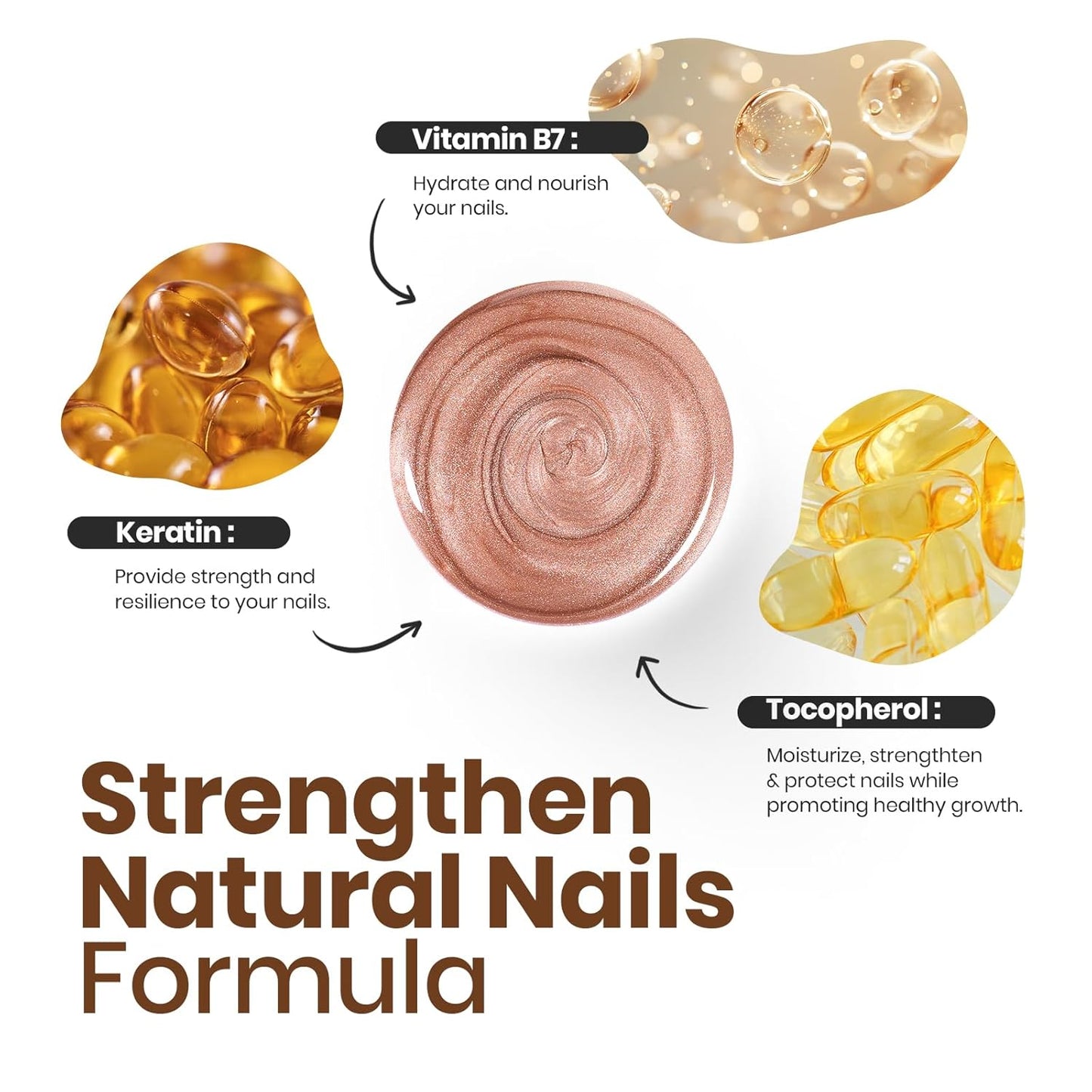 Beetles Glitter Nail Polish - 15ml Fast Drying & Long Lasting Bronzer Gold Nail Lacquer Finish for Women