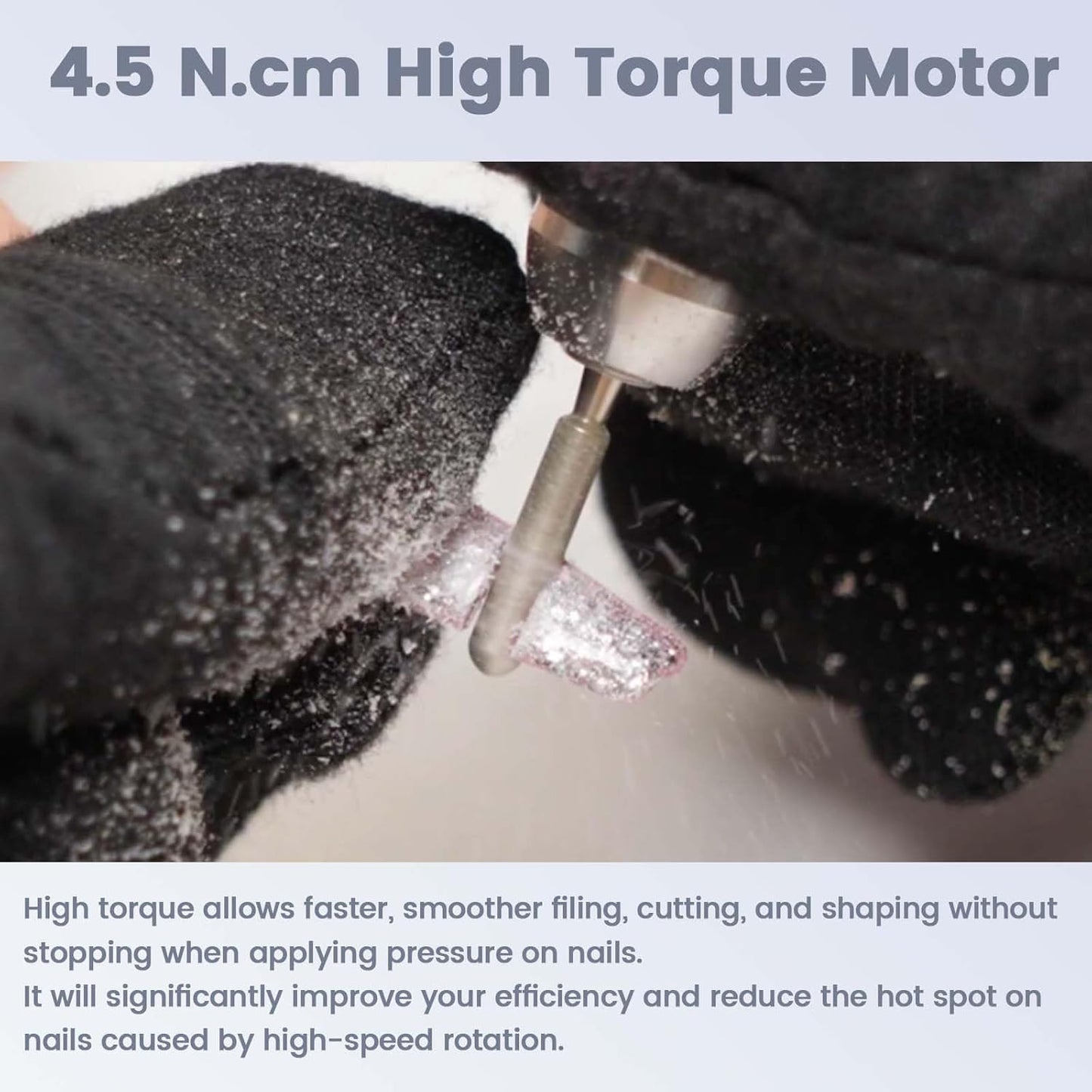 Delanie Professional Nail Drill High Torque 35000 RPM Rechargeable Portable Electric Nail File Filer for Acrylic Gel with Cuticle Bits, Salon Manicure Tool, Black