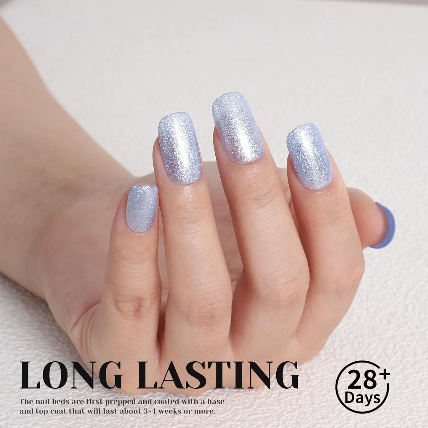 Grey Blue Metallic Glitter Gel Polish, 15ml UV/LED Soak Off Gel Nail Polish for Manicure Salon or DIY Nail Art at Home,Women Girls Gifts - GP0096