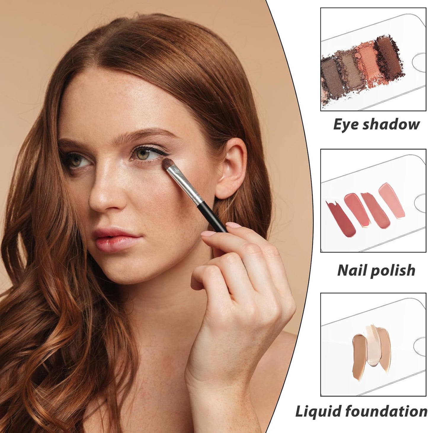 3 Pcs Acrylic Makeup Palette with 3Pcs Makeup Spatula, Makeup Palette Tray Apply for Foundation Eye Shadow Lipsticks Nail Art Professional Pigment Blending