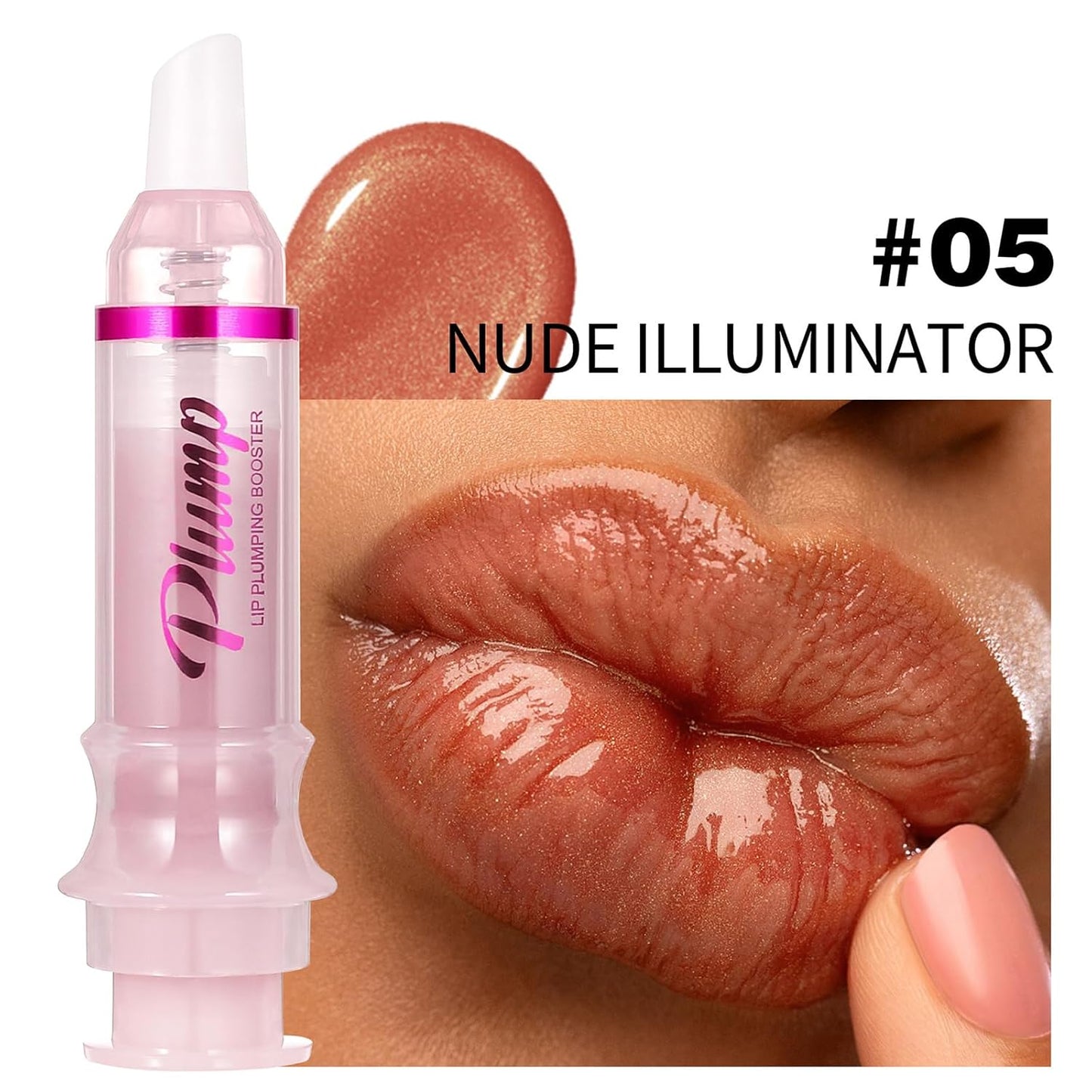 Erinde Lip Plumper Gloss, Natural Ginger Lip Plumping Booster, Ultra-Hydrating & Nourishing Plump Lip Plumper, Glossy Finish Fuller Lip Plumping Oil for Women Girls, G05