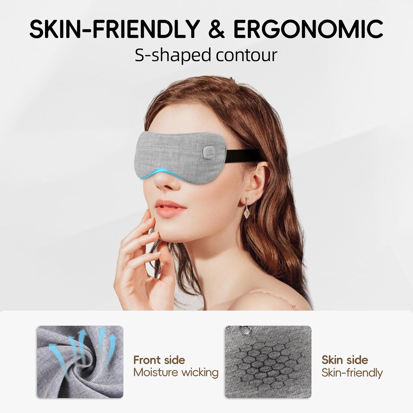 Graphene Heated Eye Mask - Cordless Warm Eye Compress for Dry Eyes with Temperature Control - Washable Eye Heating Pad for Sleep, Travel, Dark Circles, MGD, Blepharitis, Puffy Eyes