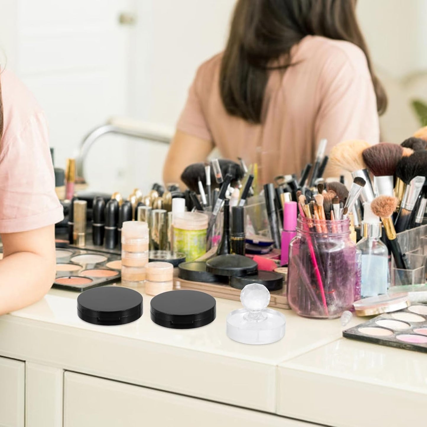 FRCOLOR 1 Set Portion Tray Loose Powder Compact Case Makeup Pallete Blush Storage Case Blush Container Reusable Blush Case Diy Empty Makeup Lipstick Container Blank Abs Sample Travel