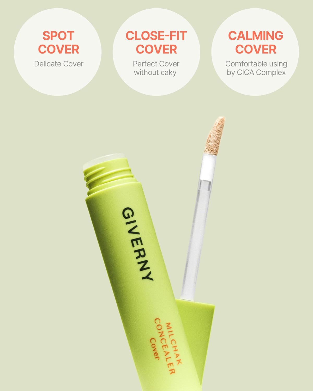 GIVERNY Milchak Cover Concealer - Makeup Blemish & Acne Concealer - For Freckles, Spots & Under Eye Circles - Lightweight and Non-Sticky Foundation Concealer, 0.3oz. (#21 Light beige)