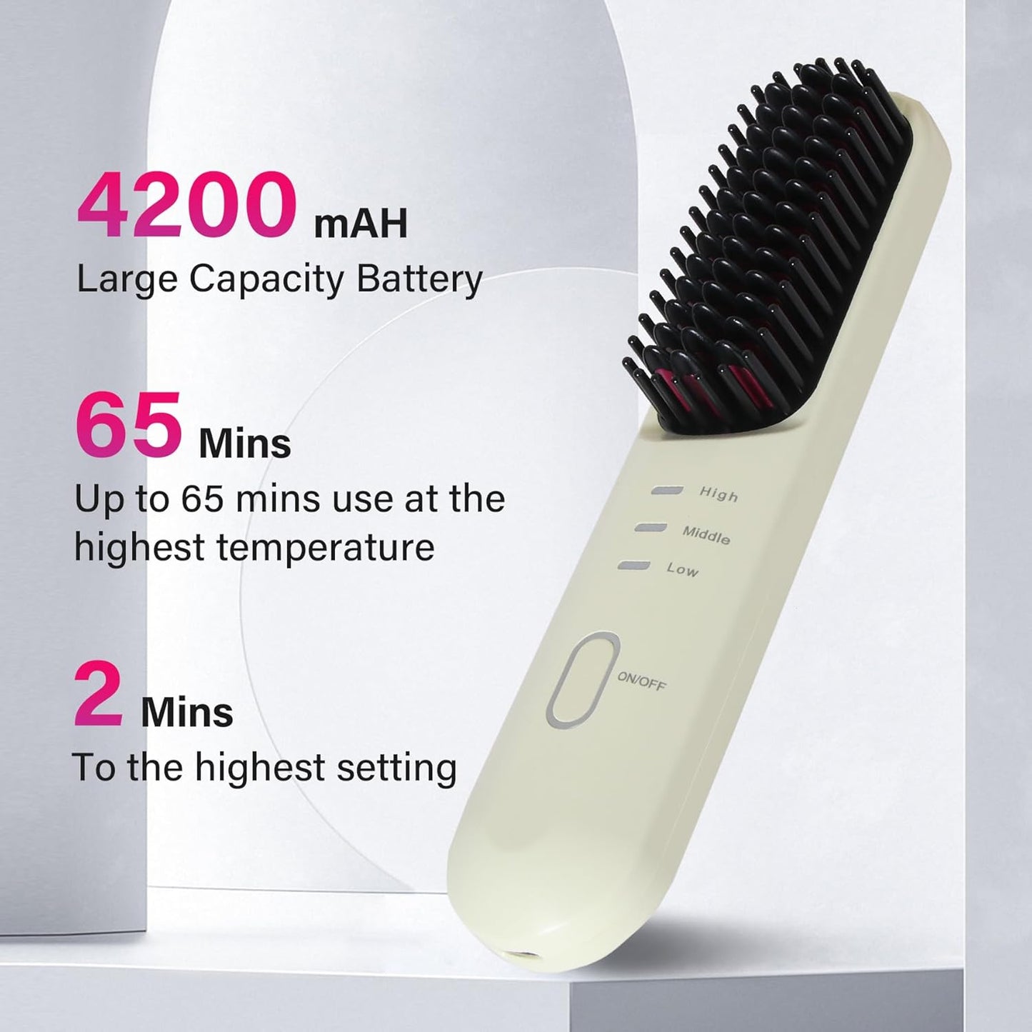Cordless Hot Hair Brush Straightener Heat Pressing Combs Ceramic Electric Straightening Comb, Anti Burn for Natural Black Hair Beard Wigs Holiday Gifts - Purple （2600mA）