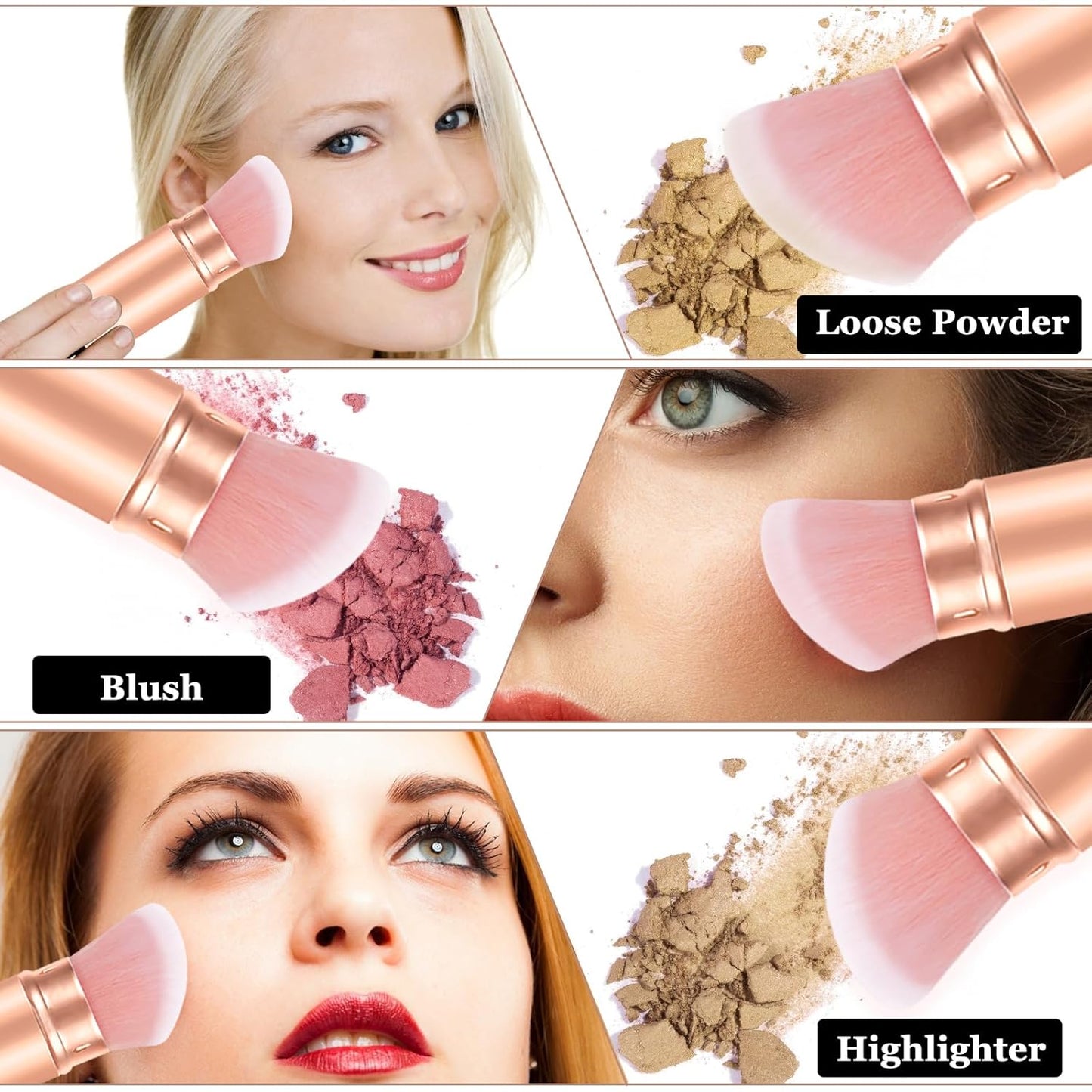 Falliny Retractable Kabuki Makeup Brush, Angled Travel Powder Blush Brush Foundation Makeup Brush with Cover for Blush, Sunscreen,Bronzer, Buffing, Concealer,Highlighter, Powder Cosmetics