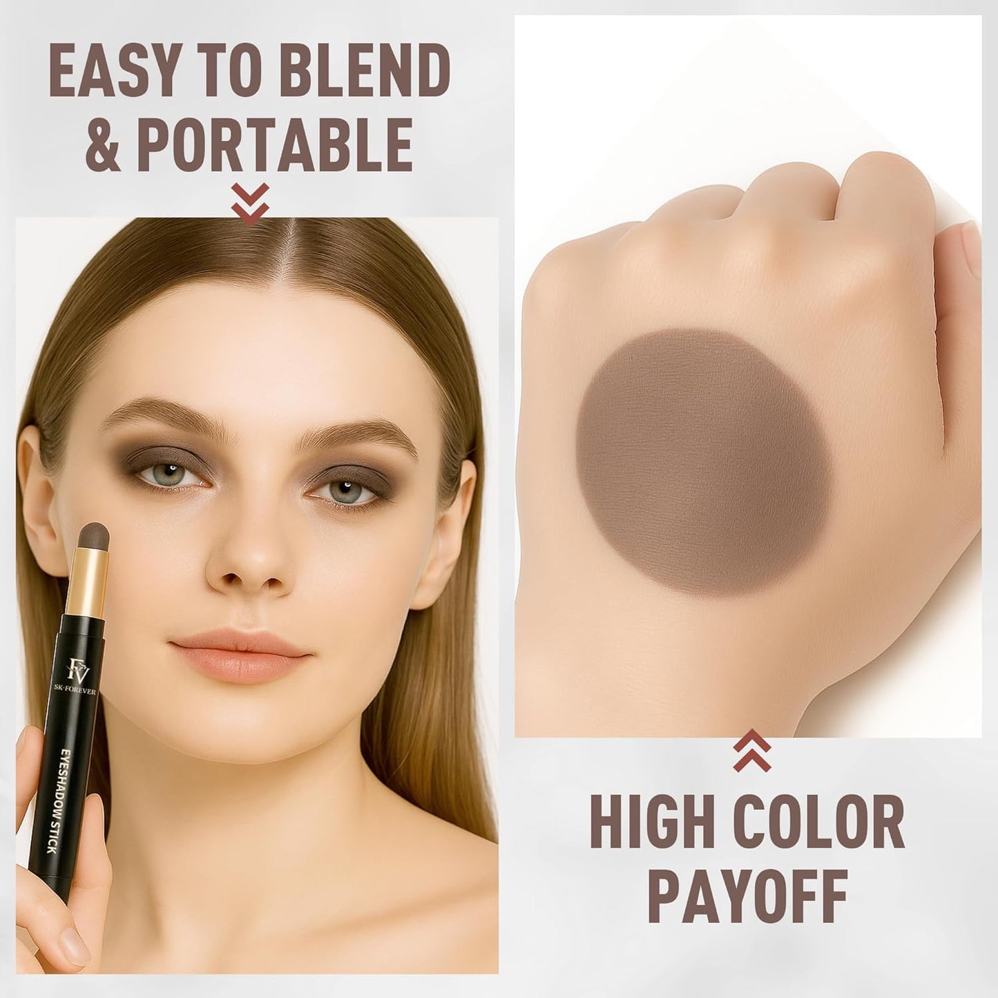 FV Matte Cream Eyeshadow Stick, Waterproof, Long-Lasting Cream Shadow, High Pigment Easy to Apply Eyeshadow Makeup, Stone Matte