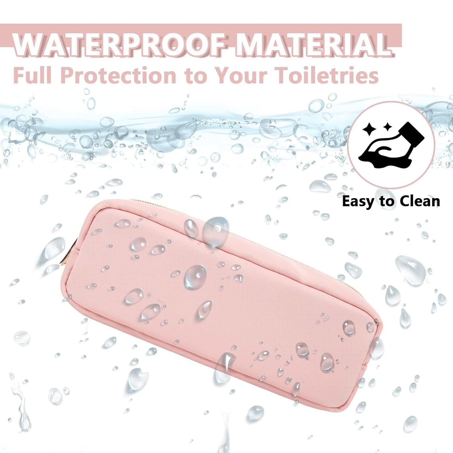 Small Pencil Case Makeup Bag for Purse, Cute Pencil Pouch Preppy Nylon Makeup Brush Bag with Zipper , Girls Portable Stationery Storage Case Small Pen Bag for Office School College(Slim-Flamingo)