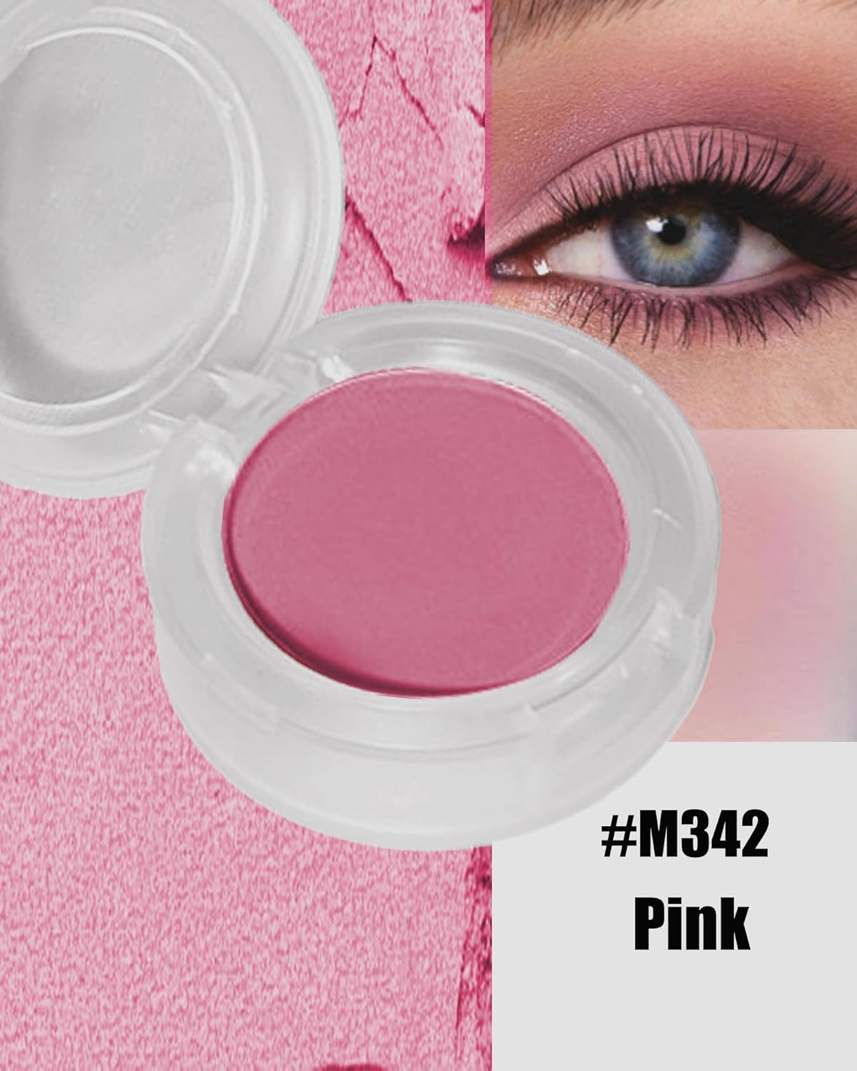 Single Matte Eyeshadow, Pink Eye Shadow Blush Palette Makeup,High Pigment Waterproof Nude Multiuse Pressed Eye Shadows Powder with Smooth Powder,Lightweight Blendable Formula for Daily Eye Look-342