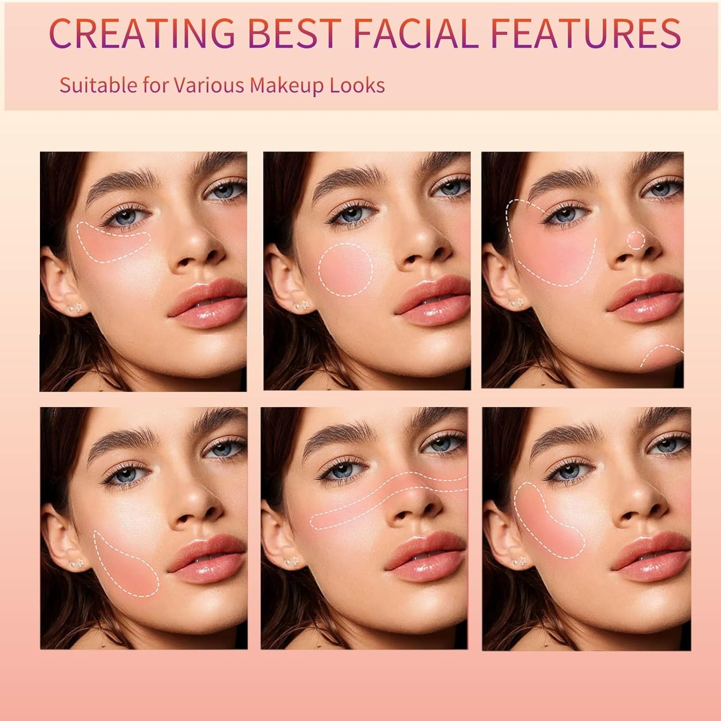 Baked Blush Powder, Natural Glow Blush Palette, Contour Brighten Highlight Face for a Shimmery or Matte Finish, Lightweight Blendable, Long Lasting Face Makeup #02